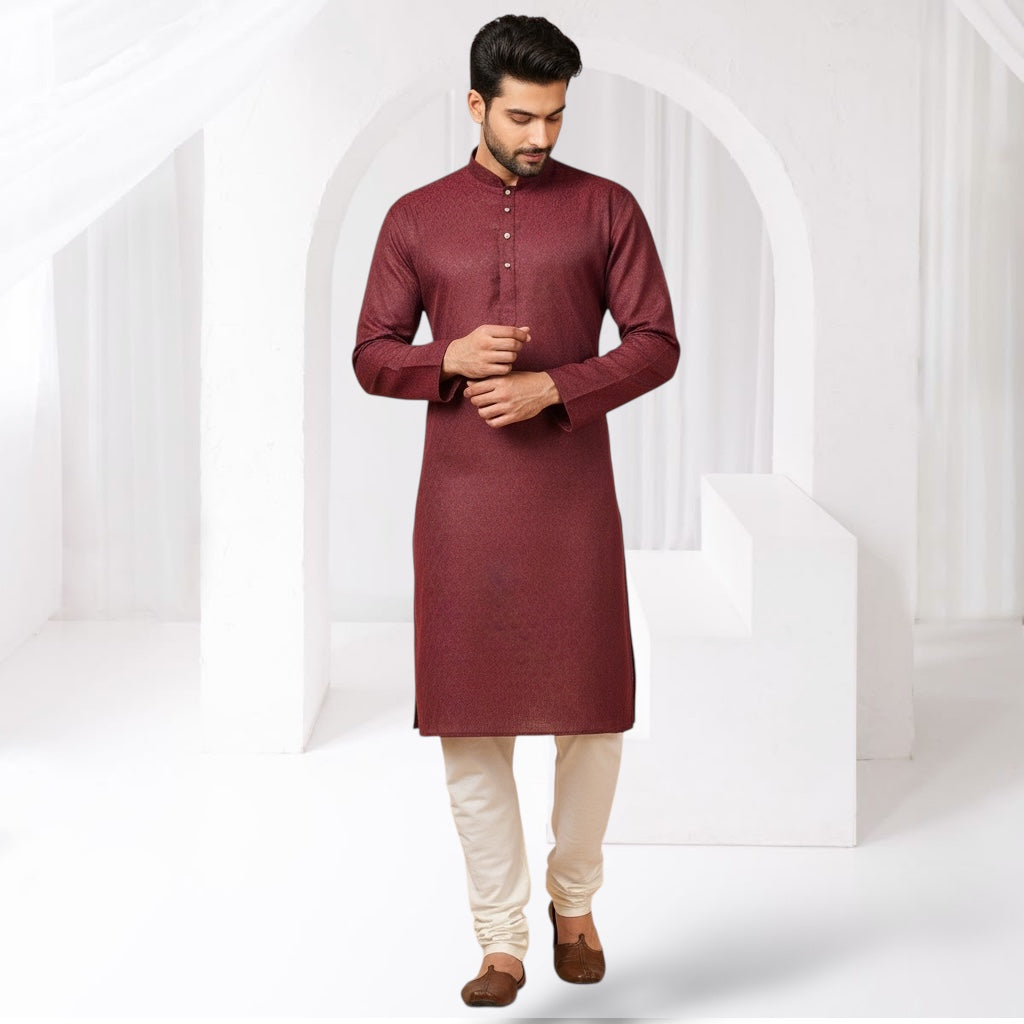 "Tarav" Self weave fabric kurta.