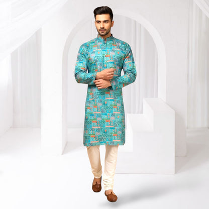 "Chintan" Premium digital and foil printed cotton kurta.