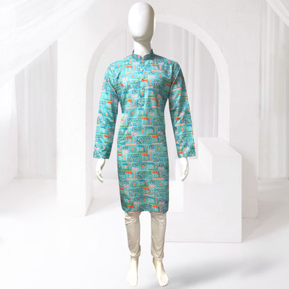 "Chintan" Premium digital and foil printed cotton kurta.