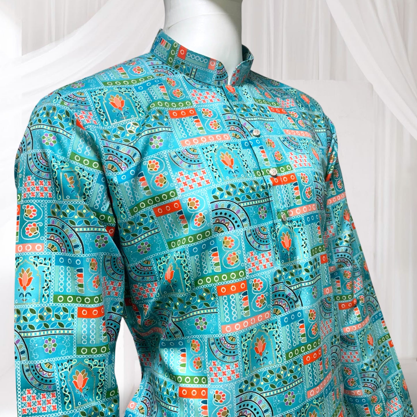"Chintan" Premium digital and foil printed cotton kurta.