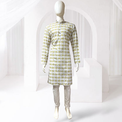 "Dhruv" Premium cotton kurta with delicate thread, sequins and mirror work.