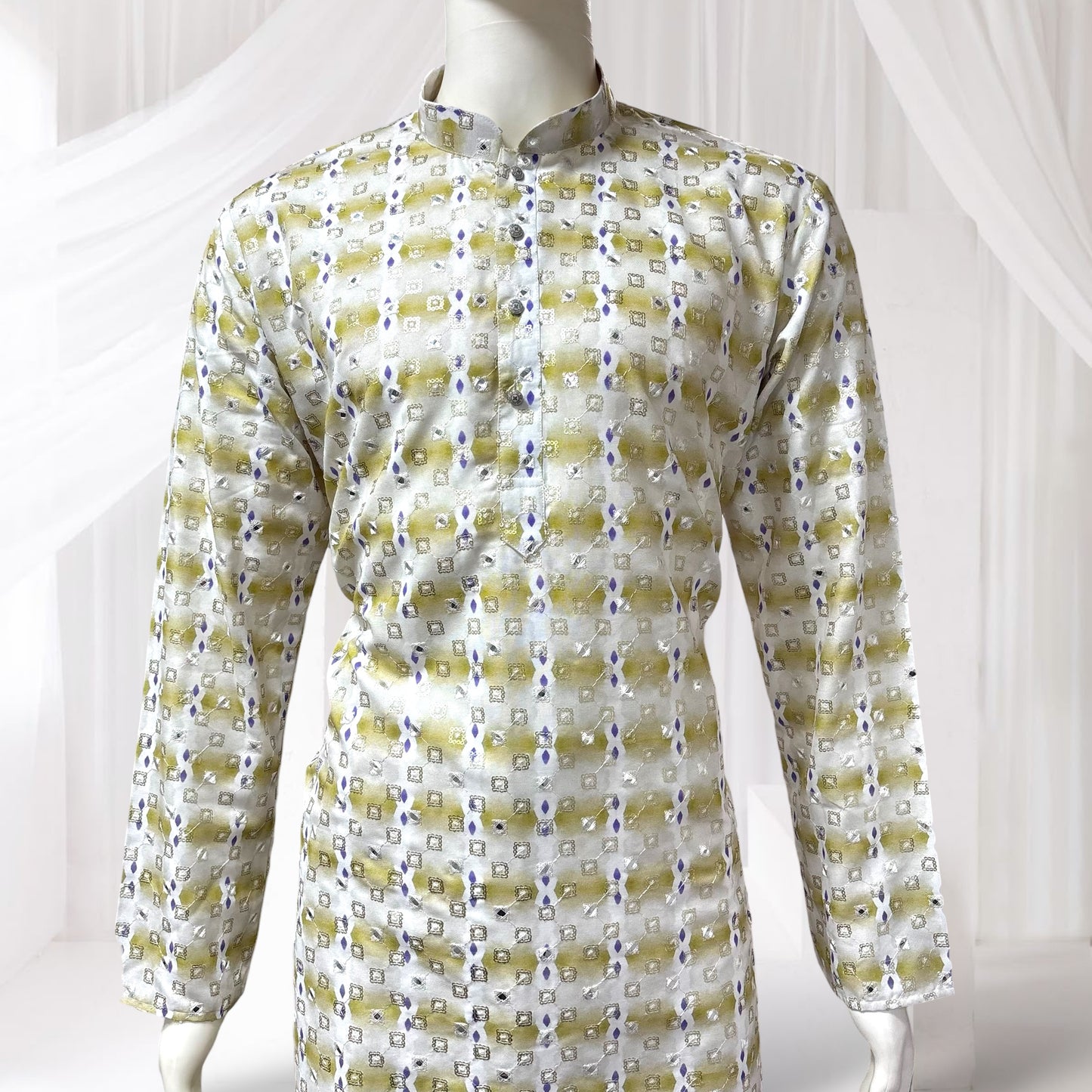 "Dhruv" Premium cotton kurta with delicate thread, sequins and mirror work.
