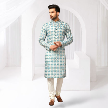 "Dhruv" Premium cotton kurta with delicate thread, sequins and mirror work.