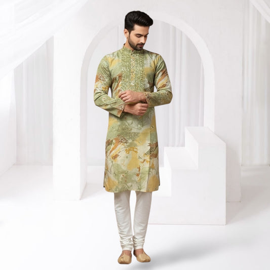 "Mayansh" Premium chanderi silk fabric with embroidery.