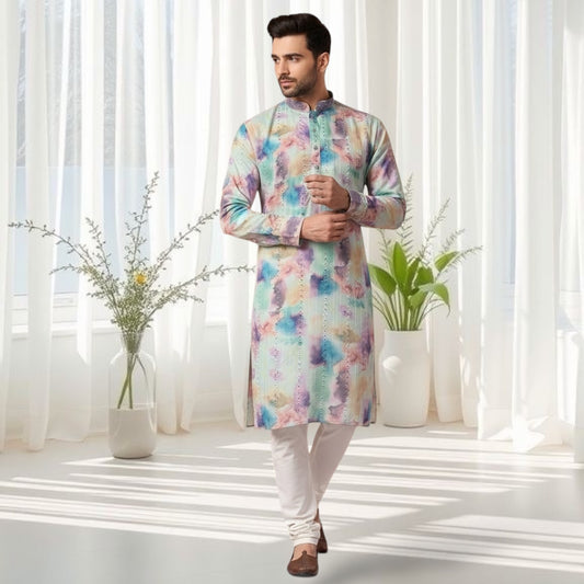 "Ansh" Tie-Dye Mirror Embroidered Kurta.