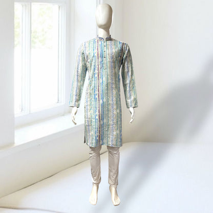 "Luv" Premium digital printed fabric with thread and sequins embroidery.