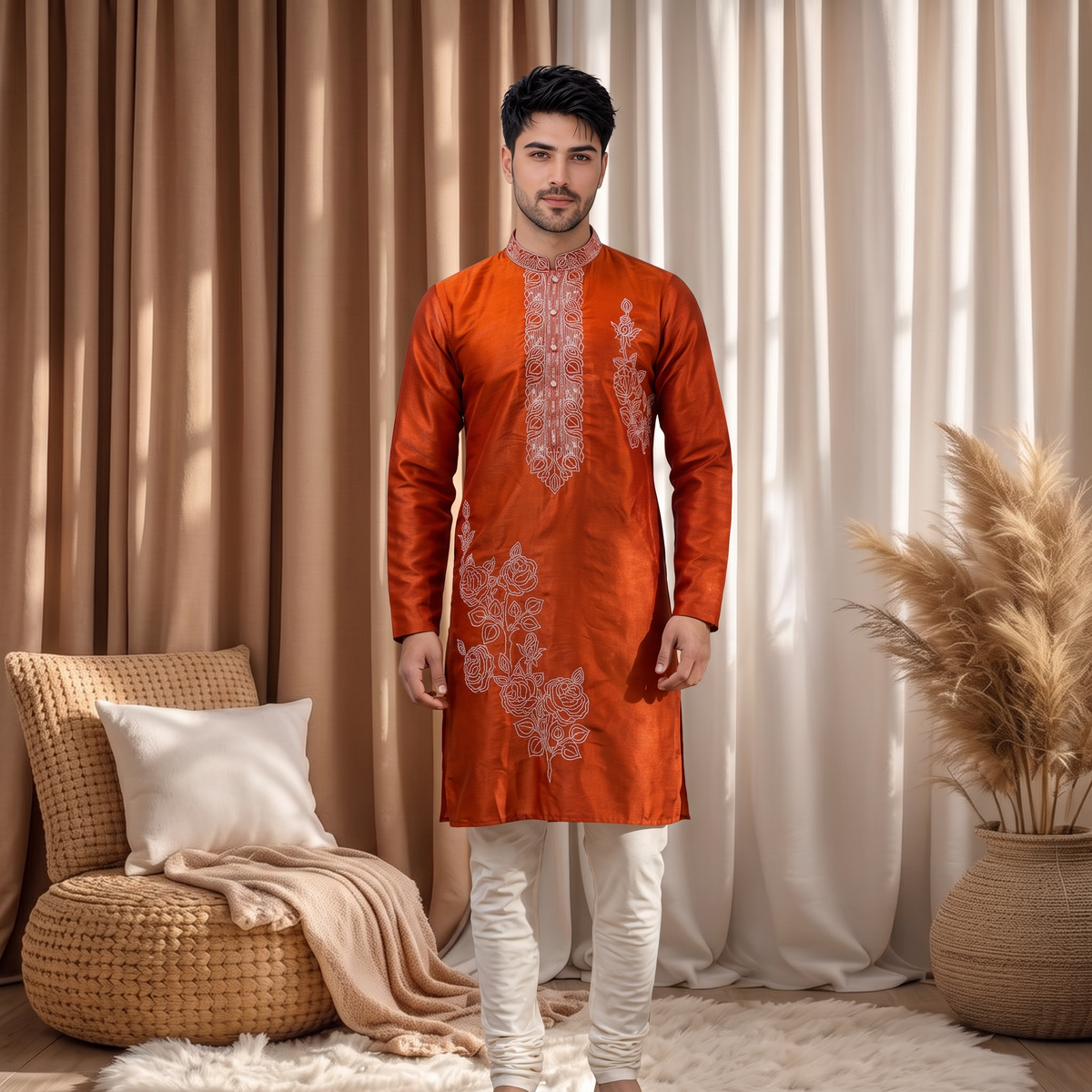 "Dhiaan" Premium embroidered kurta with lining.