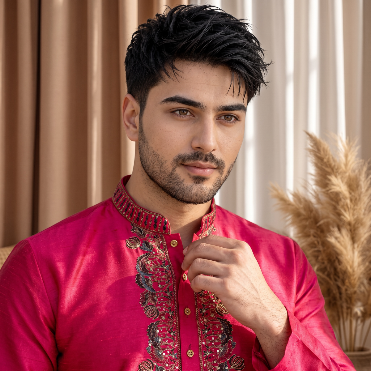 "Parth" Premium embroidery silk kurta with lining.