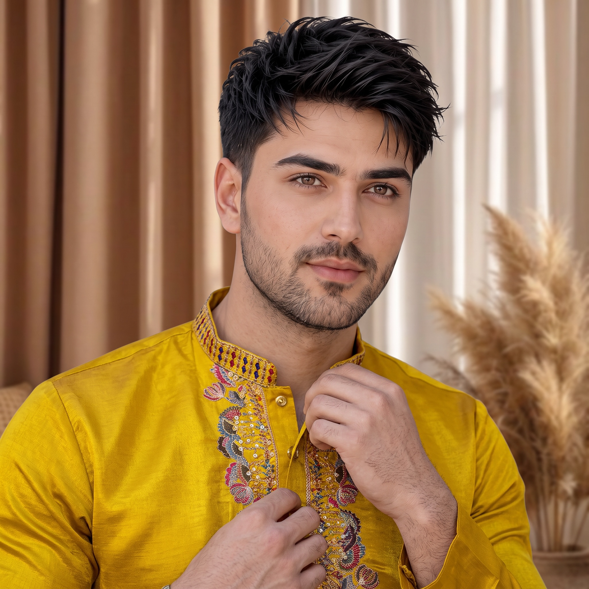 "Parth" Premium embroidery silk kurta with lining.
