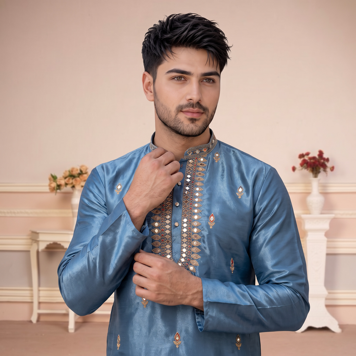 "Bhavya" Premium mirror and thread work kurta.