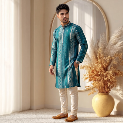 "Dhanush" Premium silk kurta with embroidery.