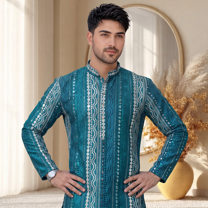 "Dhanush" Premium silk kurta with embroidery.