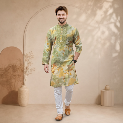 "Mayansh" Premium chanderi silk fabric with embroidery.