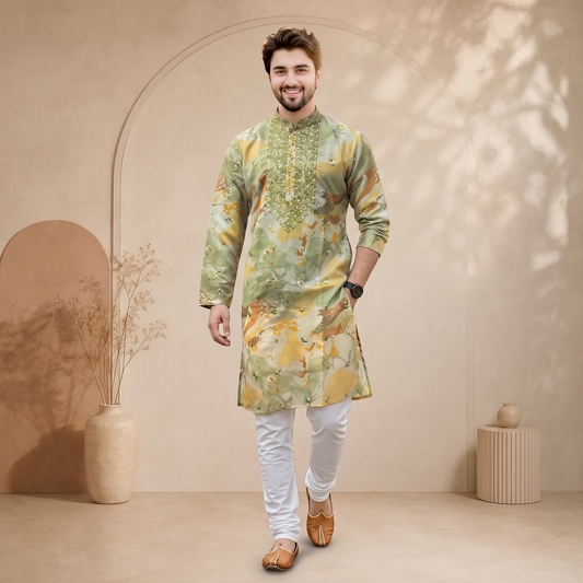 "Mayansh" Premium chanderi silk fabric with embroidery.