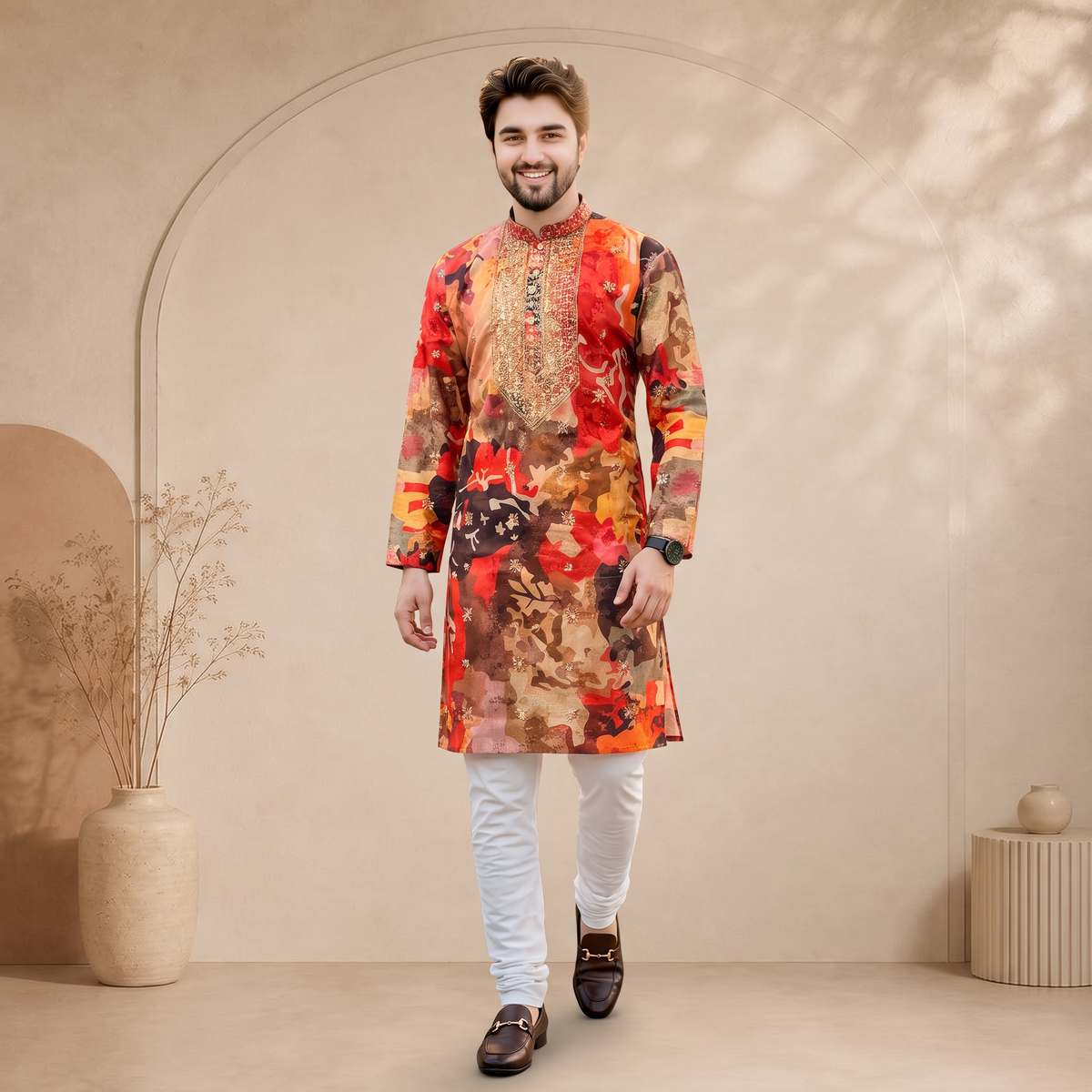"Jeeyansh" Premium chanderi kurta with embroidery.