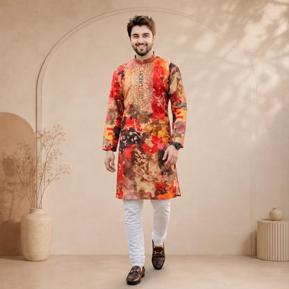 "Jeeyansh" Premium chanderi kurta with embroidery.