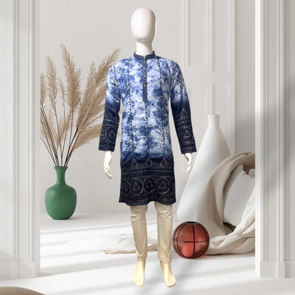 "Zubain" Premium tie-dye kurta with heavy thread and sequins embroidery and lining.