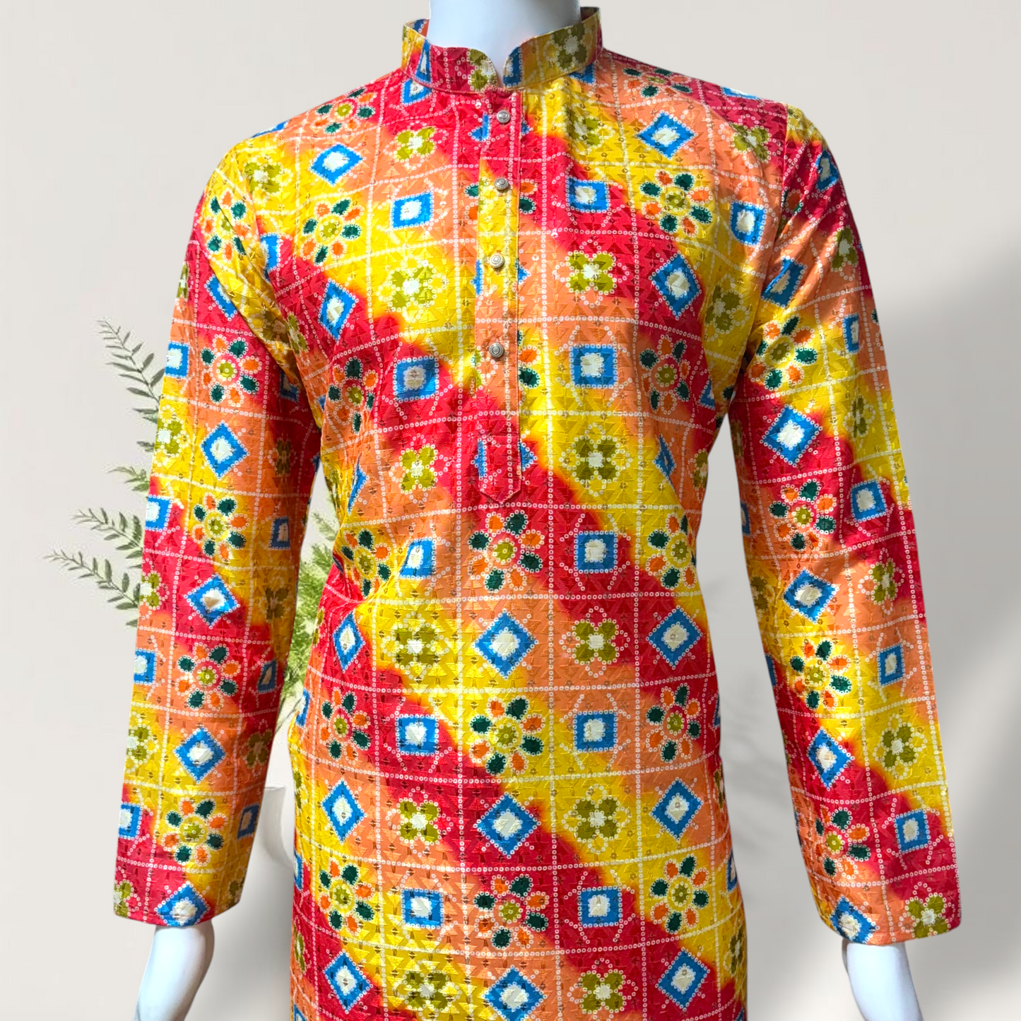 "Kushal" Premium digital printed kurta with thread and sequins work.