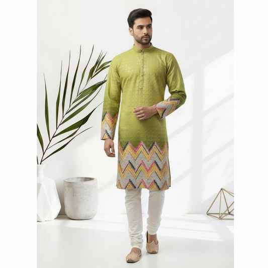 "Krish" Premium border printed kurta with thread work.