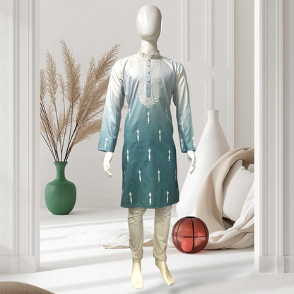 "Tanmay"  Premium shaded cotton silk kurta with beautiful embroidery and lining.