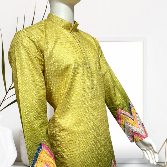 "Krish" Premium border printed kurta with thread work.