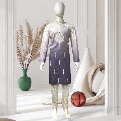 "Tanmay"  Premium shaded cotton silk kurta with beautiful embroidery and lining.