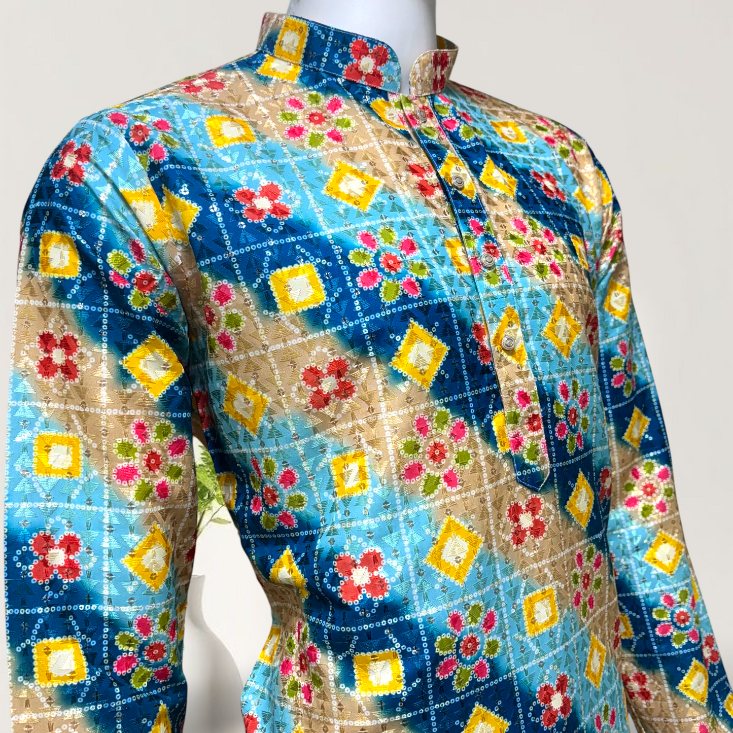 "Kushal" Premium digital printed kurta with thread and sequins work.