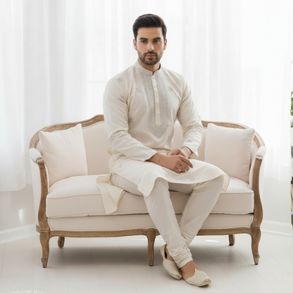 "Dushyant" Premium shaded cotton silk kurta with beautiful embroidery and lining.