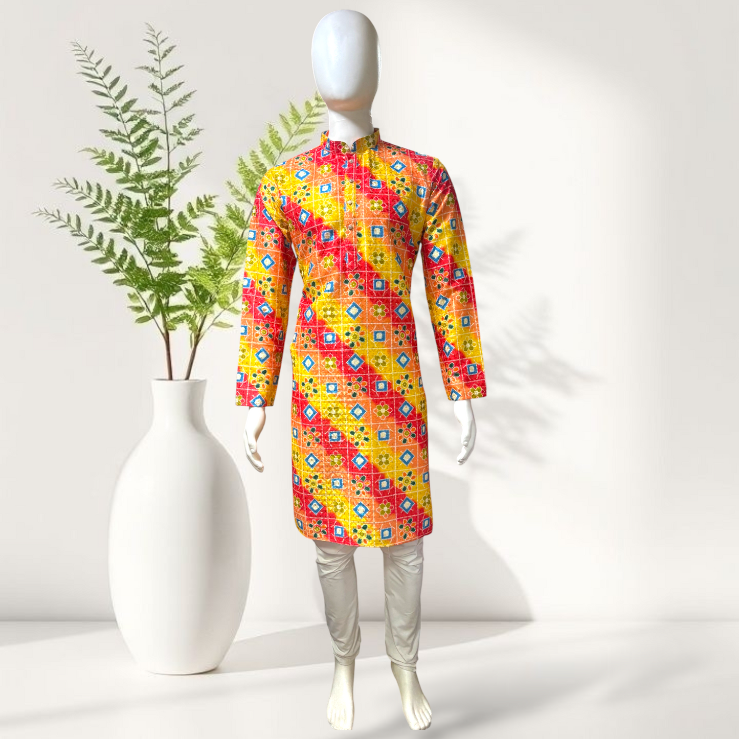 "Kushal" Premium digital printed kurta with thread and sequins work.
