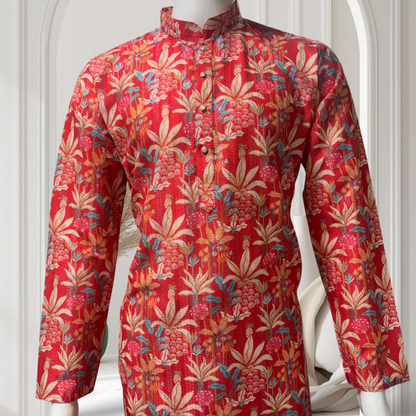 "Vaidik" Premium digital printed kurta with thread and sequins work.
