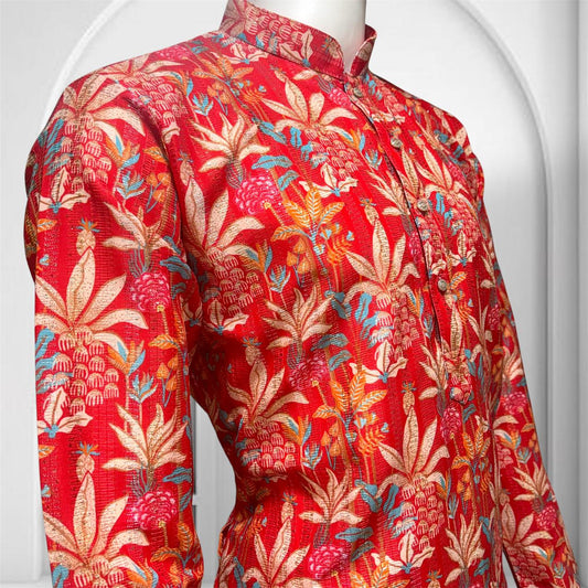 "Vaidik" Premium digital printed kurta with thread and sequins work.