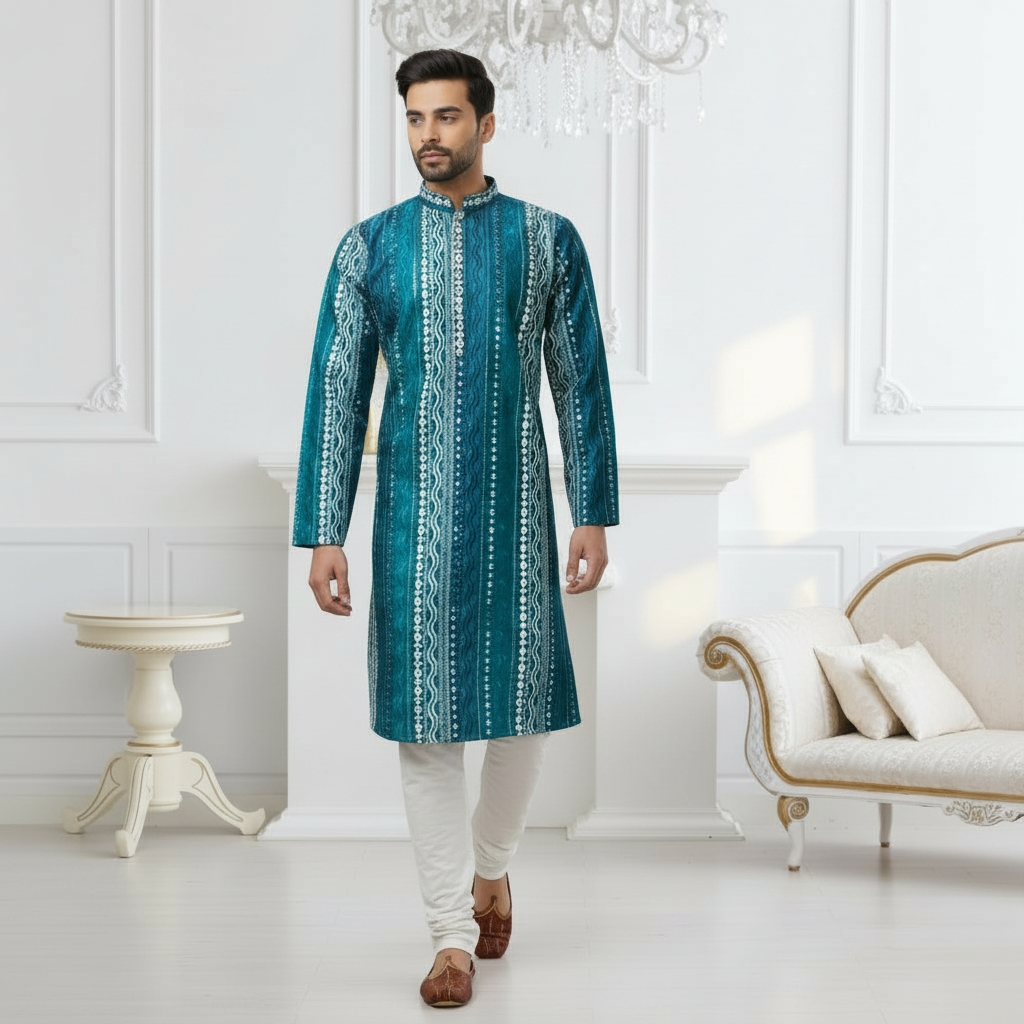 "Dhanush" Premium silk kurta with embroidery.