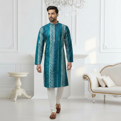 "Dhanush" Premium silk kurta with embroidery.