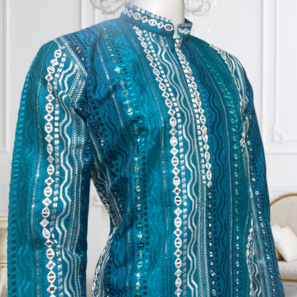 "Dhanush" Premium silk kurta with embroidery.