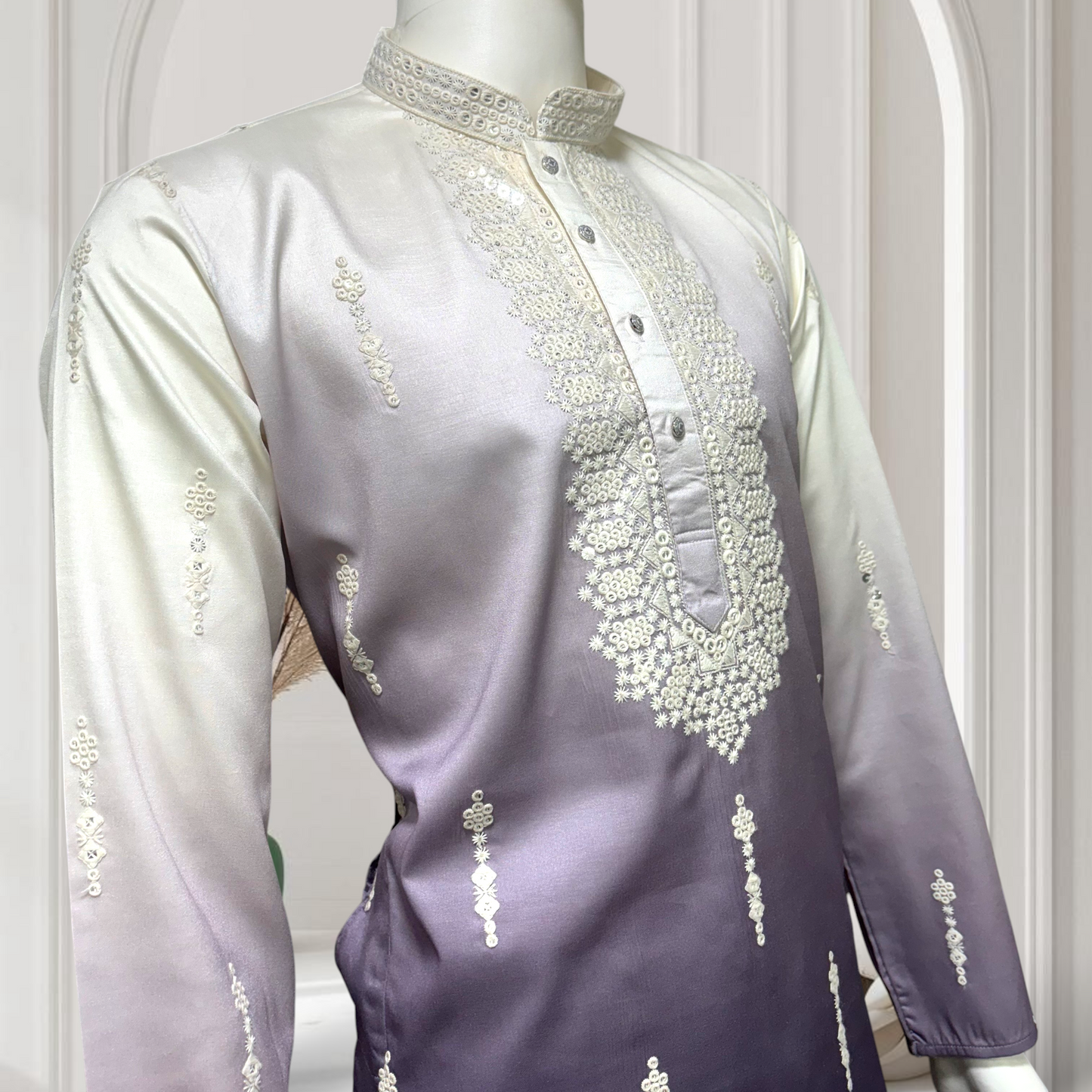 "Tanmay"  Premium shaded cotton silk kurta with beautiful embroidery and lining.