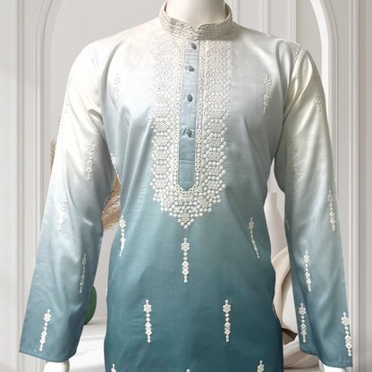 "Tanmay"  Premium shaded cotton silk kurta with beautiful embroidery and lining.