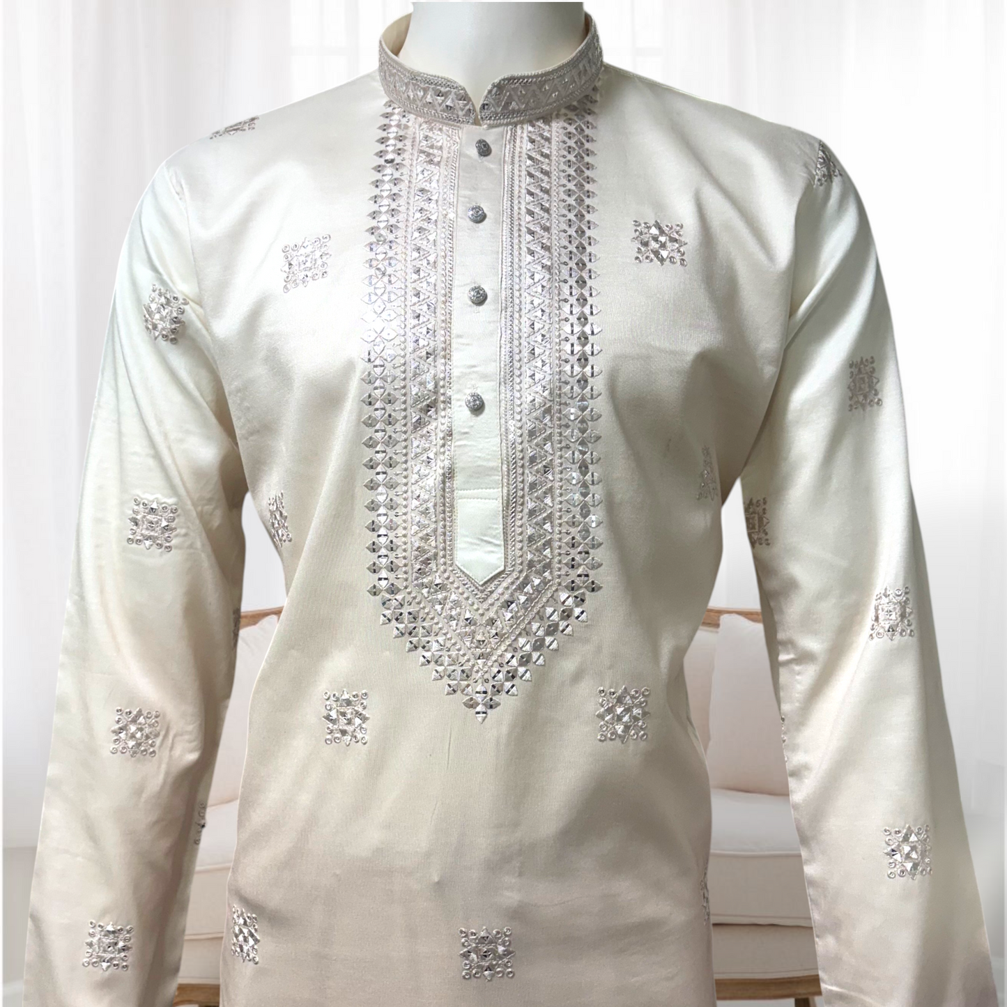 "Dushyant" Premium shaded cotton silk kurta with beautiful embroidery and lining.