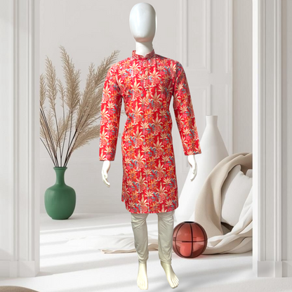 "Vaidik" Premium digital printed kurta with thread and sequins work.